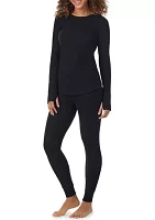 Cozy Stretch Thermal Long Sleeve Crew Neck Lounge Top