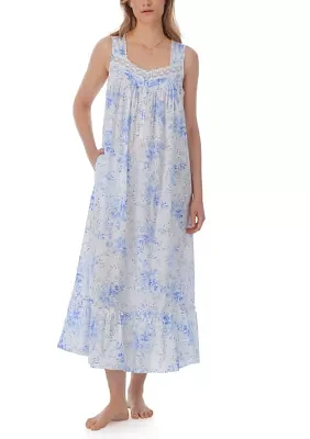 Cotton Lawn Ballet Sleeveless Nightgown