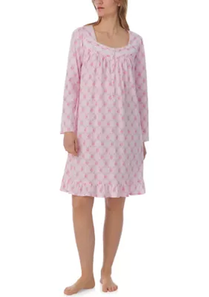 Cotton Jersey Short Long Sleeve Nightgown