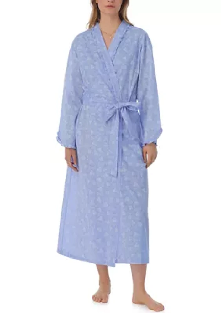 Cotton Chambray Ballet Long Sleeve Wrap Robe