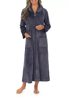 Women's Velour Long Sleeve Zip Robe