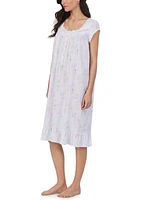 Cotton Modal Jersey Waltz Cap Sleeve Printed Nightgown