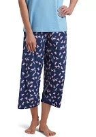 Women's Sleepwell Printed Knit Capri Pajama Pant Made With Temperature Regulating Technology