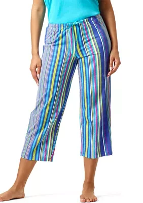 Printed Knit Capri Pajama Sleep Pants