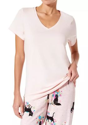 Women's Short Sleeve V-Neck Pajama T-Shirt