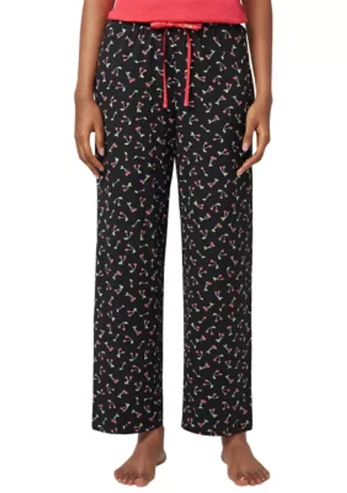 Cherry Printed Long Pajama Pants