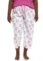 Plus Sleepwell Printed Knit Capri Pajama Pants with Temperature Regulating Technology