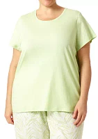 Plus Short Sleeve Scoop Neck Pajama T-Shirt