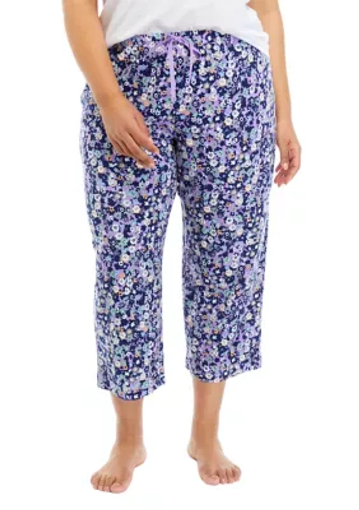 Plus Fragrant Floral Capri Pajama Pants