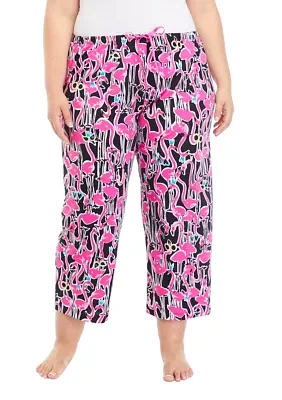 Plus Flamingo Festival Capri Pajama Pants