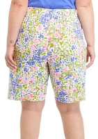 Plus Floral Flamingo Printed Pajama Shorts