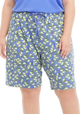 Plus Classic Lemon Printed Pajama Shorts