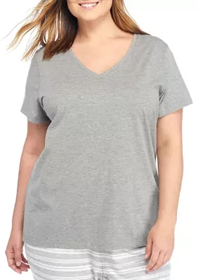 Plus Sleepwell Solid 3/4 V-Neck T-Shirt with Temperature Regulating Technology