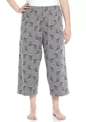 Plus Sleepwell Printed Knit Capri Pajama Pants with Temperature Regulating Technology