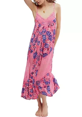 First Date Printed Maxi Slip Dress