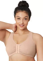 Full Figure Plus Front-Closure Cotton T-Back Comfort Bra Wirefree #1908