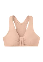 Full Figure Plus Front-Closure Cotton T-Back Comfort Bra Wirefree #1908