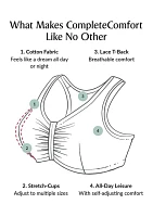 Full Figure Plus Front-Closure Cotton T-Back Comfort Bra Wirefree #1908