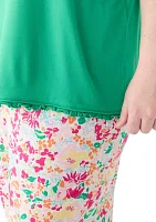 Plus Yummy Ruffle Capri Printed Pajama Set