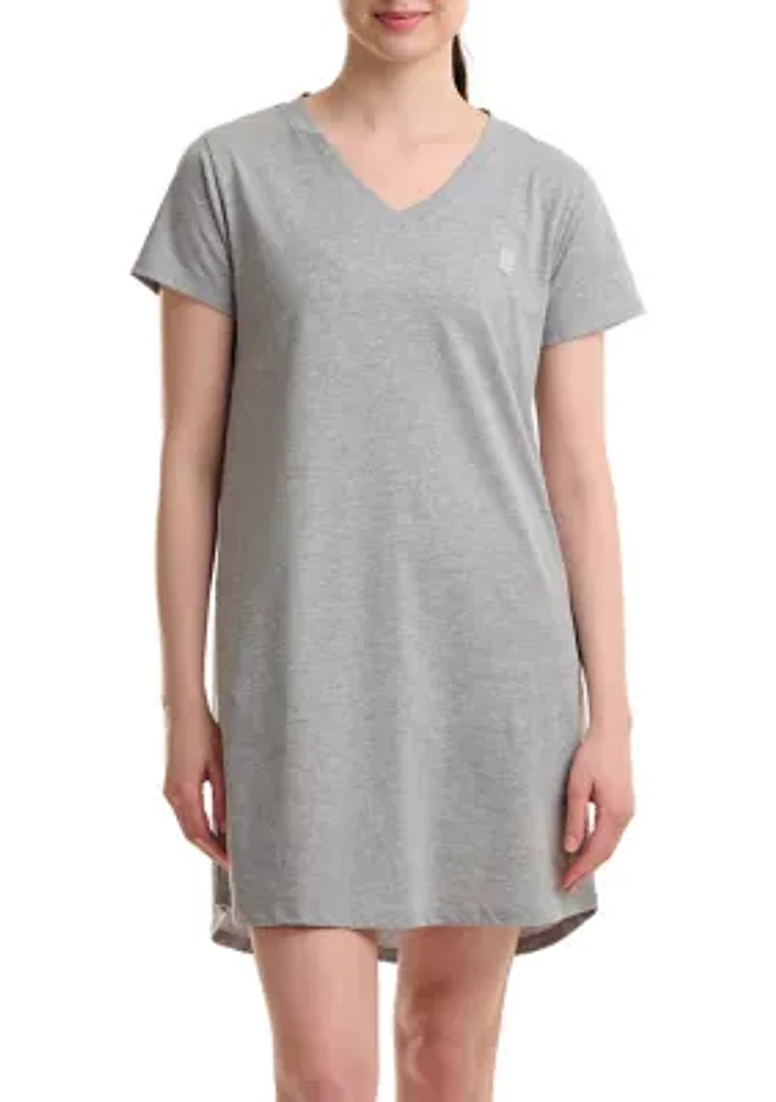 Women's Short Sleeve V-Neck Nightgown