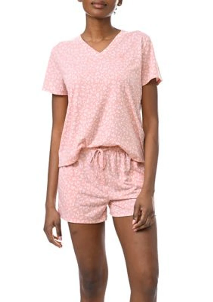 Short Sleeve V-Neck T-Shirt and Boxer Shorts Pajama Set