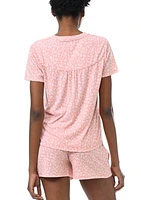 Short Sleeve V-Neck T-Shirt and Boxer Shorts Pajama Set