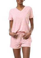 Short Sleeve V-Neck T-Shirt and Boxer Shorts Pajama Set