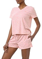 Short Sleeve V-Neck T-Shirt and Boxer Shorts Pajama Set