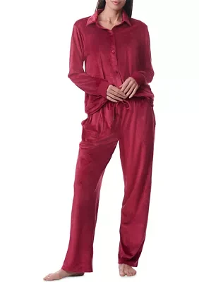 Long Sleeve Cardigan & Wide Pants Pajama Set