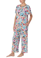 Cropped Printed Two Piece Pajama Set