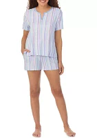 Striped Printed Short Pajama Set