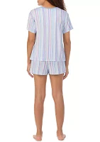 Striped Printed Short Pajama Set