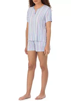 Striped Printed Short Pajama Set