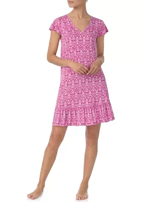 Short Sleeve Printed Nightgown