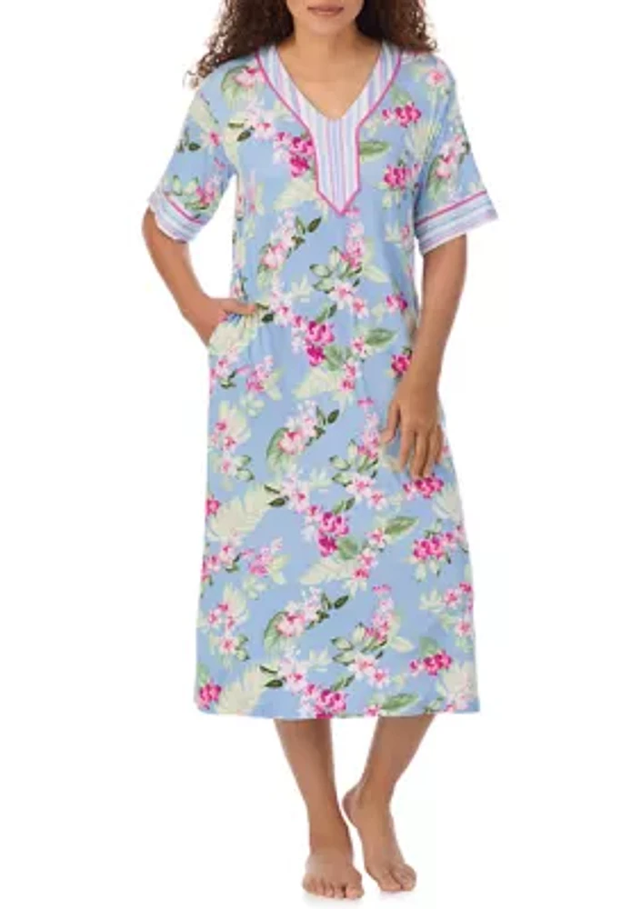 Women's Floral Printed Caftan Nightgown