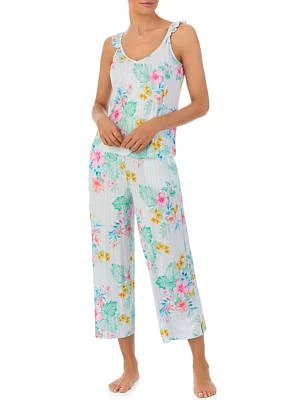 Women's Sleeveless Top and Cropped Pants Pajama Set