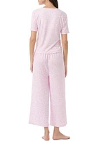 Short Sleeve Wrap T-Shirt and Cropped Pants Pajama Set