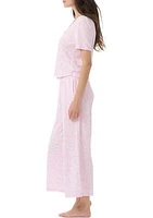 Short Sleeve Wrap T-Shirt and Cropped Pants Pajama Set