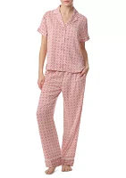 Short Sleeve Satin Notch Pajama Set