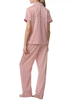 Short Sleeve Satin Notch Pajama Set