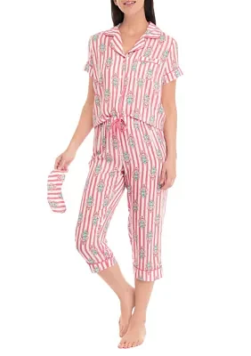 Printed Notch Collar Pajama Set