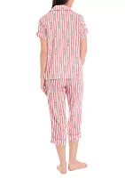 Printed Notch Collar Pajama Set