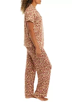 Printed Scallop Trim Pajama Set