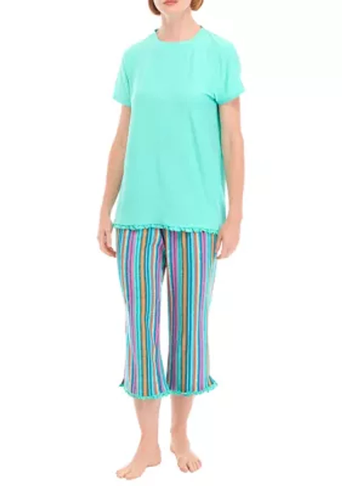 Women's Yummy Short Sleeve Capri Pajama Set