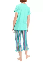 Women's Yummy Short Sleeve Capri Pajama Set