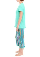 Women's Yummy Short Sleeve Capri Pajama Set