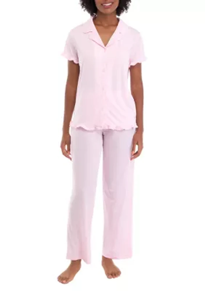 Notch Ruffle Pajama Set