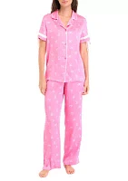 Women's Satin Pajama Set with Bows