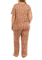 Plus Printed Notch Pajama Set