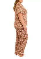 Plus Printed Notch Pajama Set